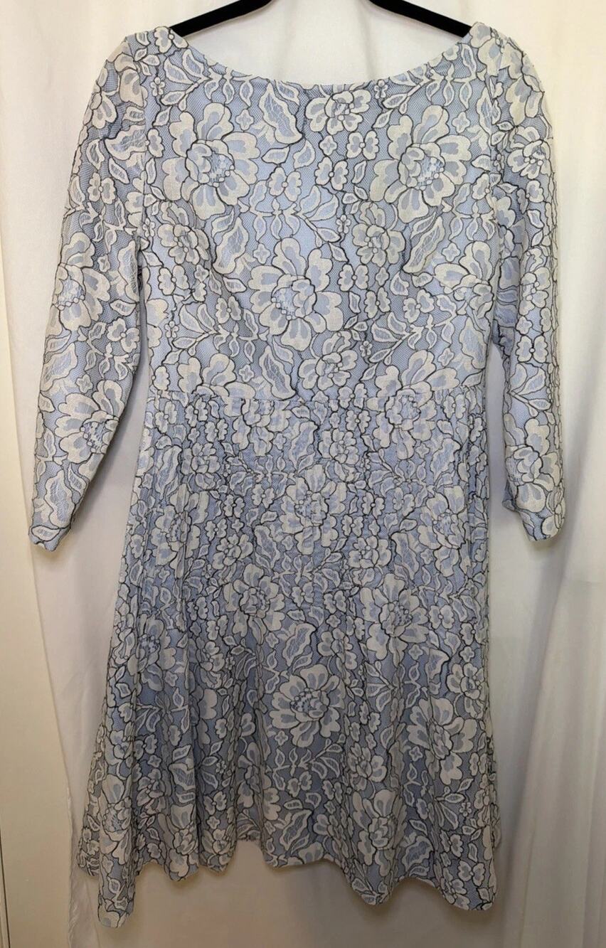 Eliza J Light Women's Blue Dress with White Floral Lace Overlay Sz 10